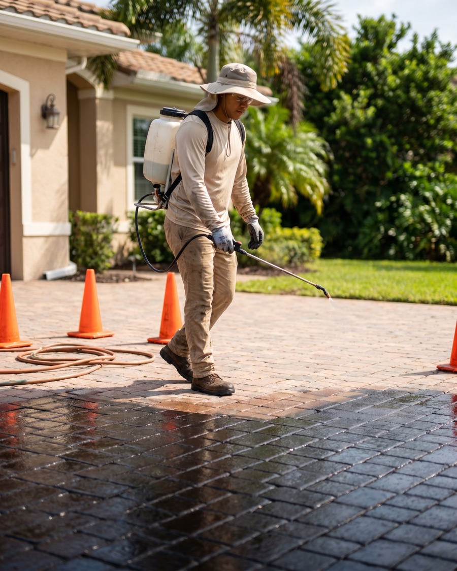 Paver Sealing jobsite